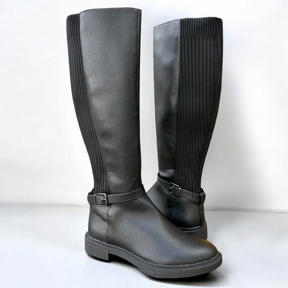 Kenneth Cole Reaction Winona Women’s 7 Black Knee High Boots Faux Leather NWT - Picture 1 of 6